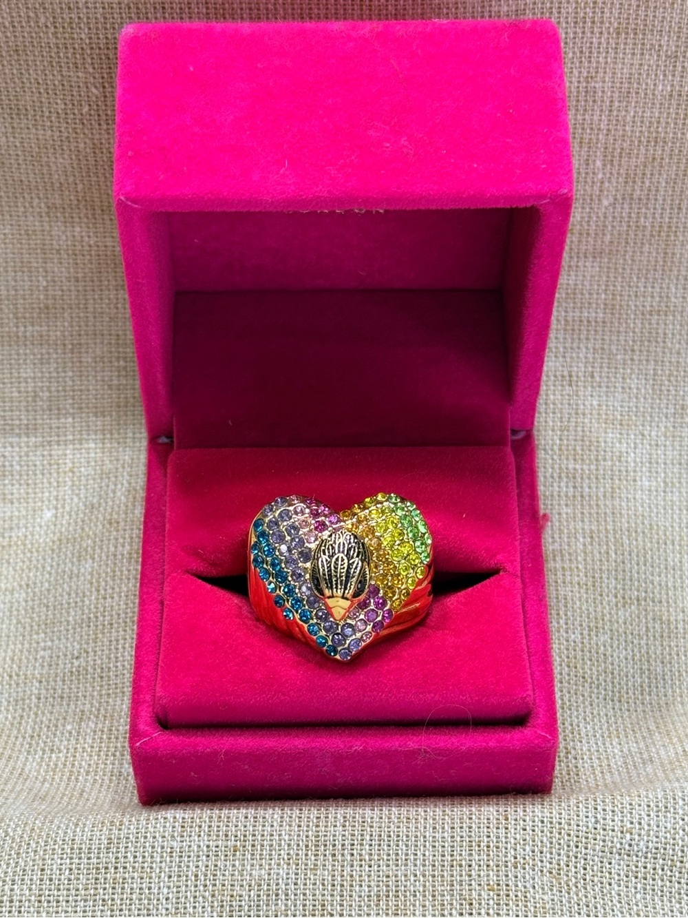 Kurt Geiger Rainbow Heart Crystal Ring